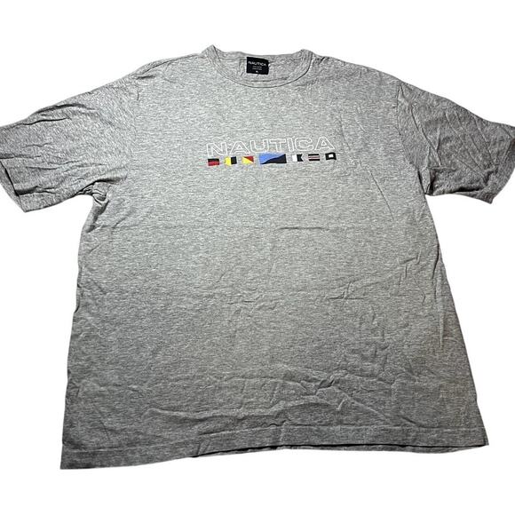 Nautica Men's XL Gray T-Shirt with Flag Design, Made in Peru - Picture 1 of 4